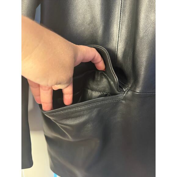 Vintage Black 100% Leather JNY Jones New York Mens Leather Jacket‎ Coat 44R - Picture 6 of 16